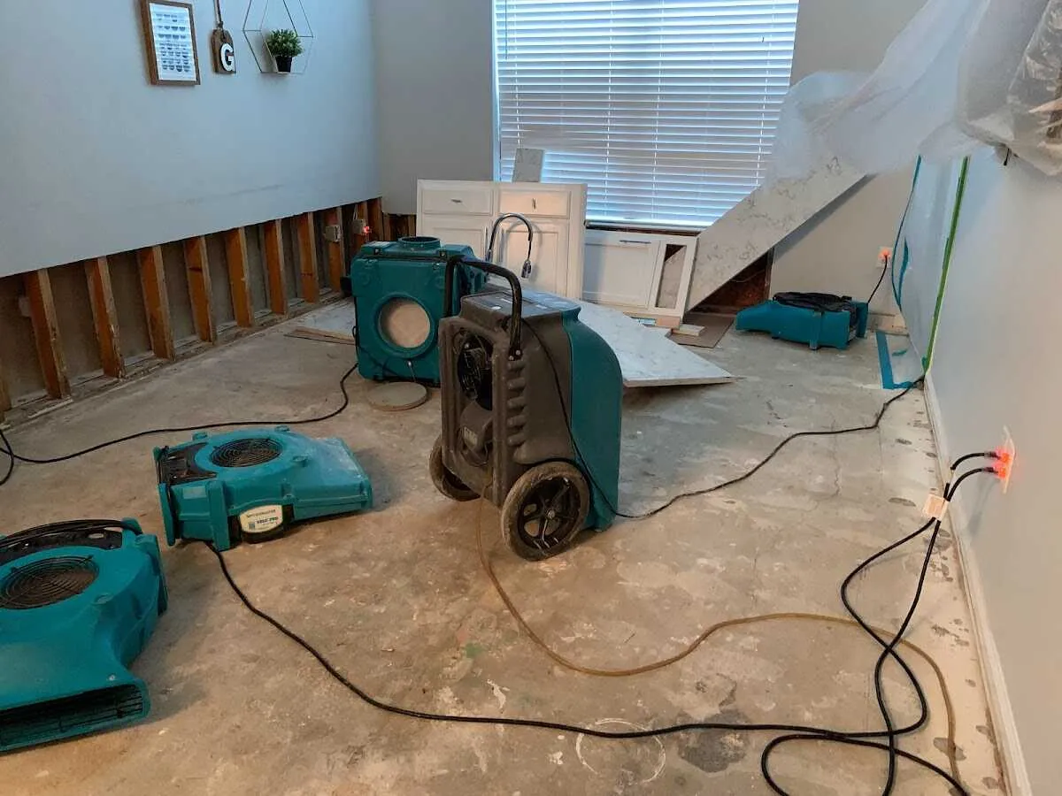 Dehumidifier in flood-cut room for Water Damage Restoration in West Perrine